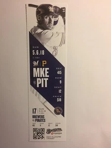 MILWAUKEE BREWERS VS PITTSBURG PIRATES 6. MAI 2018 TICKET STUB - Bild 1 von 1