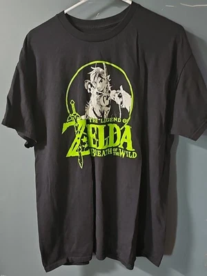 Legend Of Zelda Breath Of The Wild Size XL Black Neon Green T-shirt - Image 1 of 4