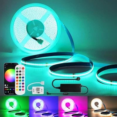 10m WiFi Cob Led Strip RGB+Warmweiß Streifen Lichtband Selbstklebend Lichtleiste - Bild 1 von 4