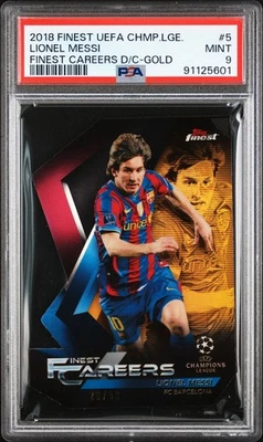 2018-19 Topps Finest UEFA Lionel Messi Careers Die Cut Gold Refractor PSA 9 #10 - Image 1 of 2