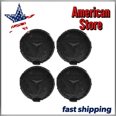 Set of 4 75MM Wheel Center Caps Hubcaps for Mercedes-Benz AMG Black Wreath - Image 1 of 4