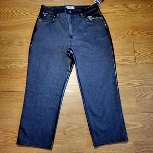 Abercrombie & Fitch Ankle Straight Vegan Leather Ultra High Rise Jeans Gr. 32/14S - Bild 1 von 19