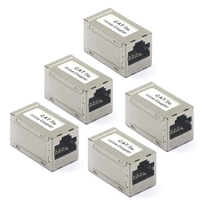 5Pcs Cat5e Inline Coupler RJ45 Female to Female Straight Cable Extender Module x - Afbeelding 1 van 9