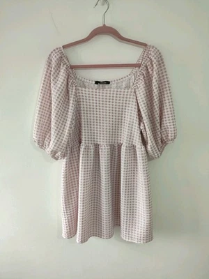 Yours Tunic Top Size 20 Women Pink White Casual Summer Off Shoulder Gingham  - Image 1 of 4