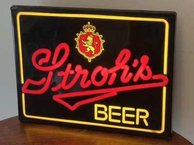 Vintage Stroh’s Beer Light Up Sign Faux Neon 16x20 Man Cave Home Bar WORKS (Read - Image 1 of 4