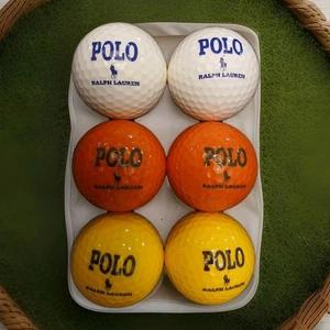 Vintage Polo Ralph Lauren 6-Golf Ball Set with Yellow Orange White with Box - Picture 1 of 8
