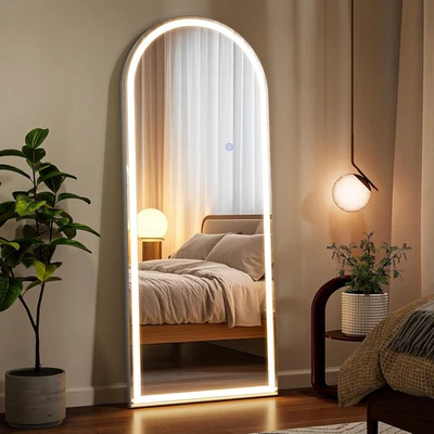 56"X21" LED Mirror Full Length - Arched Floor Body Mirror with Dimmable Lights - Image 1 of 4