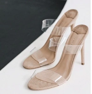 Tony Bianco KADE Vinilita Transparente Rubor Niño Gamuza Tacón Stiletto Talla 9���� - Imagen 1 de 12