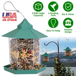 Bird Feeder for Hanging, Wild Bird Feeders for Cardinal Large Roof & Tray - Picture 1 of 31