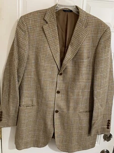 Brooks Brothers Wool Silk Linen ITALY Blazer Sport Jacket 44L Houndstooth Jacket - Picture 1 of 15