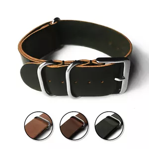 24 mm ECHTE HORWEEN MUSCHEL Cordovan Leder Uhrenarmband - Militärstil - Bild 1 von 9