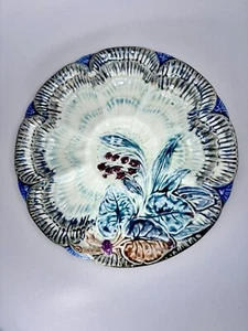 Raro Antiguo Mayólica Ostra Plato Lirio del Valle Wasmuel c.1800 Plato B - Imagen 1 de 6