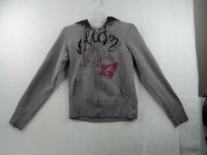 Volcom Full Zip Hoodie Jacket Teen Girls Size M Geometric Design Gray - Picture 1 of 10