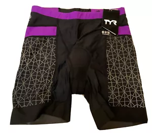 TYR Damen XL schwarz lila 6 Zoll Triathlon Heimtrainer Shorts KONKURRENZ neu - Bild 1 von 8
