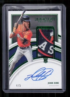 2022 Panini Immaculate #132 Jose Siri RC Emerald Logo Patch Auto #'d /5 - Image 1 of 2