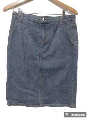 Talla 8 (30x22) Y2K Vintage J Crew Denim Lápiz Falda Recta Hasta la Rodilla Azul Foto 1 de 4