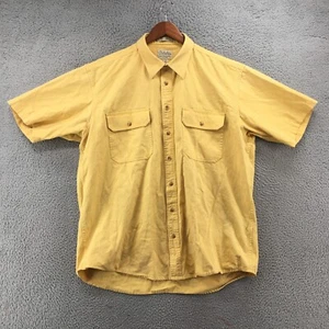 Cabelas Button Up Shirt Mens XL Tall Yellow Cotton Short Sleeve Collared Casual - Picture 1 of 20