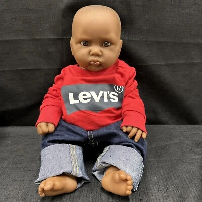 Rare Berenguer Baby Boy Doll African American Hard Body Clothes Levi’s Hat EUC - Image 1 of 4