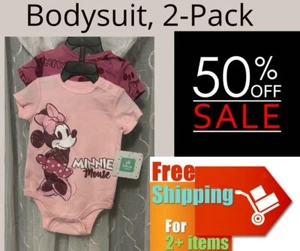 Disney Minnie Mouse Baby Mädchen Größe 6-BIS 9 MONATE bedruckter Body, 2er-Pack NEU - Bild 1 von 15