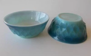 2 Vintage Blue Kimberly Diamond Fire King Ombre 5" Bowls Anchor Hocking MCM - Picture 1 of 5