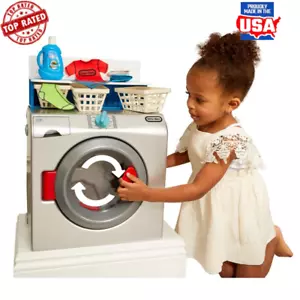 Interactive Toy Washer Dryer Pretend Play Realistic Sounds 11 Accessories New - Picture 1 of 6