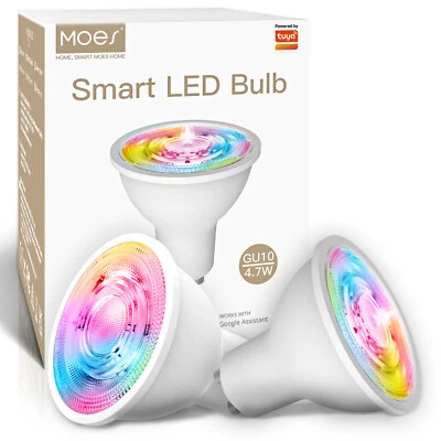 MOES ZigBee GU10 Smart LED Bulb RGB Dimmable Lamp Light Bulb Alexa APP - Image 1 of 4