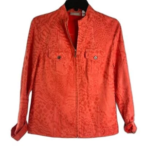 Chicos Animal Print Wildlederjacke Chicos Gr. 0 / SM orange leicht Lagenlook - Bild 1 von 9