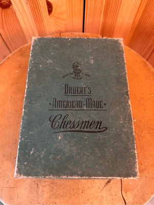 1945 Drueke Authentic Staunton Design Chess Set In Original Box and Rule Book (4 - Image 1 of 4