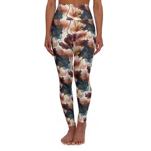 Leggings Watercolor Floral High Waisted, Yoga Pants, Workout, Gym, Plus size - Picture 1 of 25