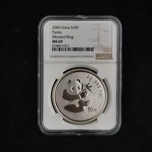 Mirrored Ring - 2000 China 10 Yuan 1 oz Panda Silver Coin NGC MS69 - Picture 1 of 2