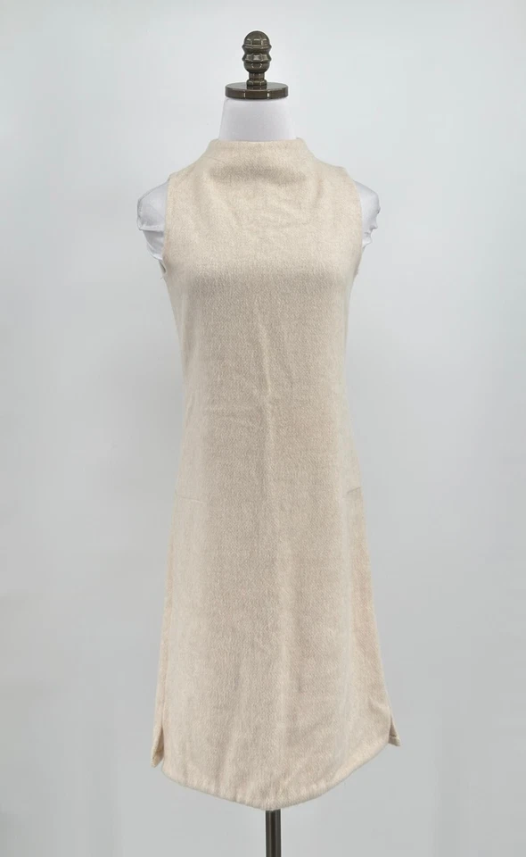 DKNY Pure Womens Ivory Wool Angora High Neck Sleeveless Sheath Dress Sz 4 - Image 1 of 4