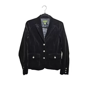 Eddie Bauer Baumwolle Samt 3 Schalen Knopf Blazer Damen Größe 10 samtig schwarz - Bild 1 von 11