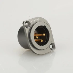 Viborg 3 pin maschio XLR presa montaggio pannello telaio 3 poli connettore saldatura rame - Foto 1 di 3
