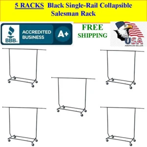 5 RACKS Black Single-Rail Collapsible Salesman, Show, Clothing Rack - Picture 1 of 2
