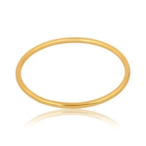 18K Solid Plain Bangle Bracelet, Gold Stackable Bangles, Round Band Bangle, Gift - Picture 1 of 6