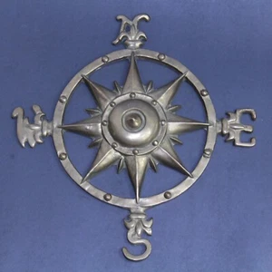 🧭 12" Vintage Nautical Solid Brass Compass Rose – Maritime Wall Decor ⚓ - Picture 1 of 4
