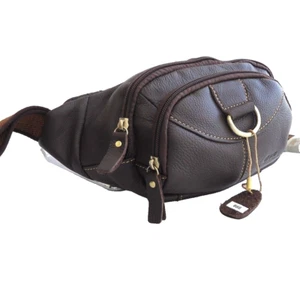 Bolso de hombro de cuero natural genuino para hombre bolsa de bolsillo cintura marrón cadera nuevo - Imagen 1 de 7