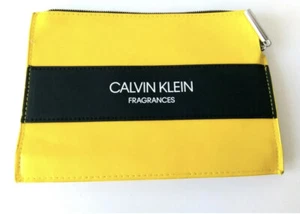 NEW CALVIN KLEIN FRAGRANCES YELLOW  POUCH ZIP CLOSURE NEW IN ORIGINAL WRAPER  - Picture 1 of 4