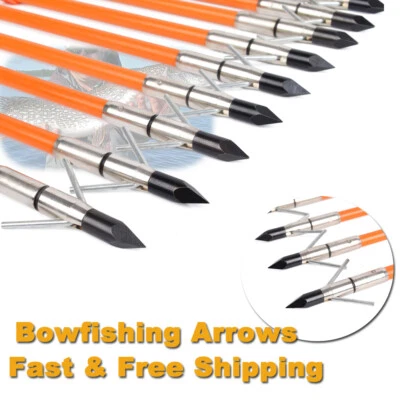 6x Archery Bowfishing Arrow Broadheads Recurve Compound Bow Fishing Hunting US - Image 1 of 4