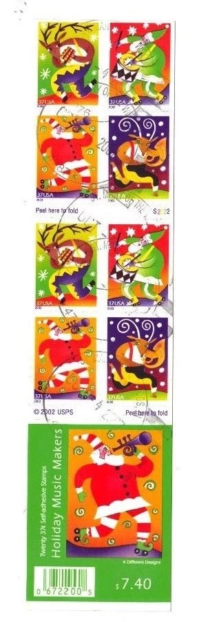 US Scott #3824b Booklet Pane Very Fine Used Cat.Value $5.00          #Fol N - Image 1 of 1