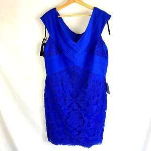 NWT Tadashi Shoji Lace Sheath Dress Party Formal Mystic Blue 16 - Picture 1 of 10