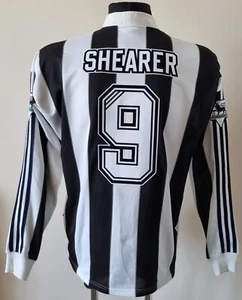 Newcastle United 1995 - 1997 Home football Adidas l/s jersey #9 Shearer size L - Picture 1 of 11