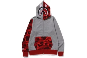 A BATHING APE BAPE Color Camuflaje Tiburón Cremallera Completa Sudadera con Capucha Roja Auténtica Nueva L XL Japón - Imagen 1 de 27