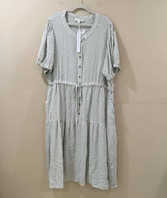 Jane And Delancey Midi  Dress Tiered Peasant Plus 3X Blue Beachy Boho Vintage - Image 1 of 4