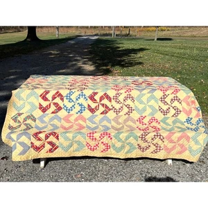 Edredón de colección Crazy Ann Pinwheel 72x88 Gingham Cottage Farmhouse Grandmillenial - Imagen 1 de 11