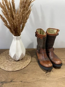 ASH BOOTS BROWN LEATHER DISTRESSED MOTO BIKER Size 36 - Picture 1 of 10