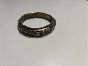 Antique Dragon Repousse Chinese Sterling Silver Rattle Bangle Wedding Bracelet - Picture 1 of 9