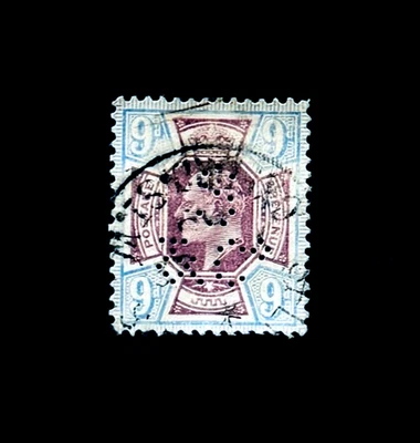 GREAT BRITAIN Stamp - 1906 King Edward VII 9d SOTN Perfin De la Rue  r40 - Image 1 of 2