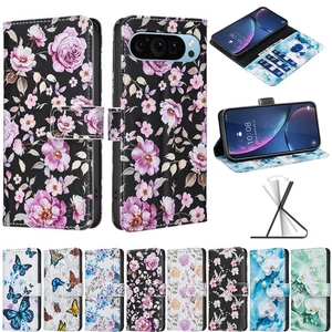 Patterned Leather Flip Wallet Cover Case for Google Pixel 9A Pixel 9 Pro XL - Picture 1 of 20