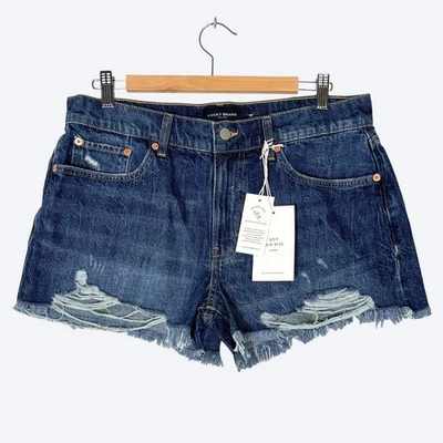 Lucky Brand NEW Womens 10/30 Boy Mid Rise Distressed Denim Cutoff Shorts $98 - Image 1 of 4